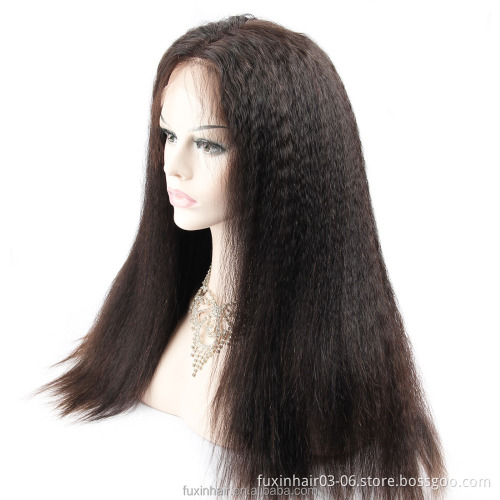 Yaki 360 French Lace Frontal Women Wig Human Virgin Human Hair Style Yaki Wig for Black INDIAN Hair Transparent Long